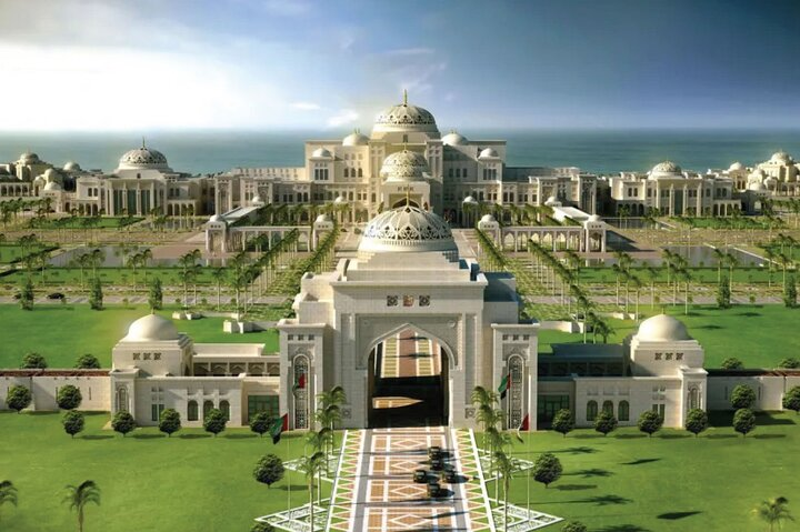 Explore the striking architecture of Qasar Al Watan where history meets luxury set against the backdrop of Abu Dhabi's stunning skyline. A perfect stop in your customizable city tour!